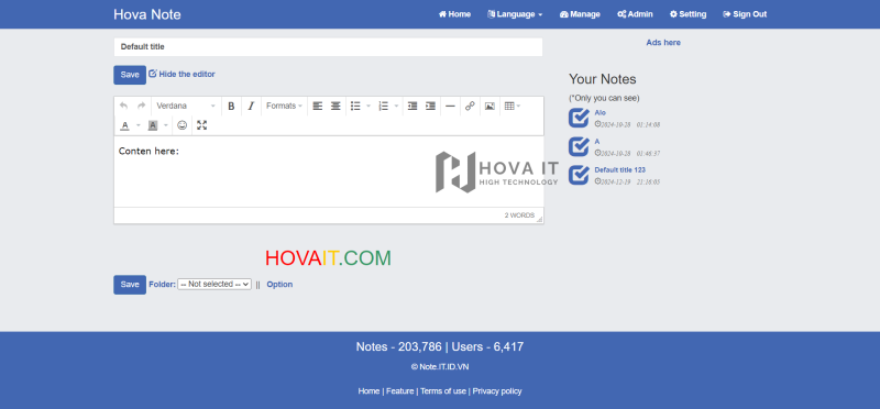 Hova Note Source Code Online Notepad Script Hova Note - Source Code Online Notepad Script